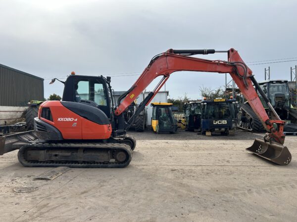 2013 Kubota KX080-4 8 Ton Tracked Excavator/Digger 4900 hrs. 3 Buckets Air-Con